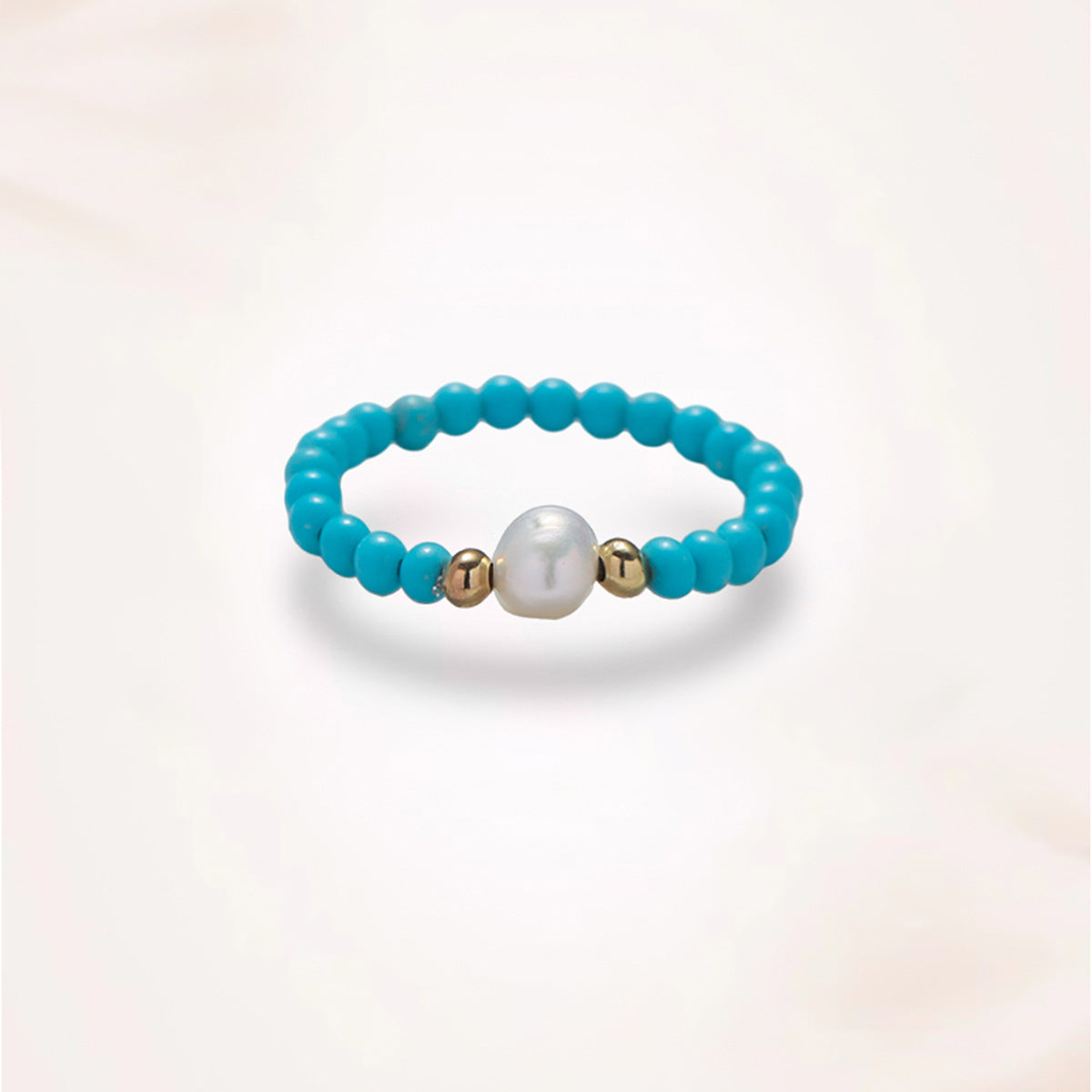 Women's Simple Fashion Design Natural Stone Turquoise Hand-woven Beads Rings