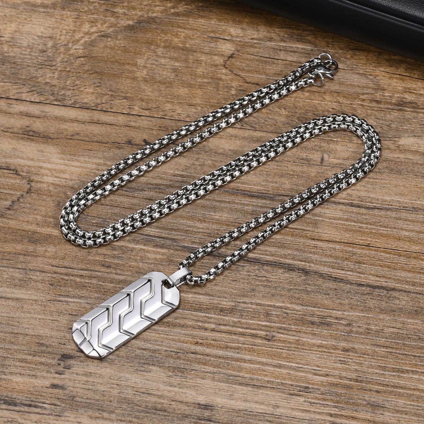 Men's Steel Geometric Tire Pattern Titanium Tide Pendants