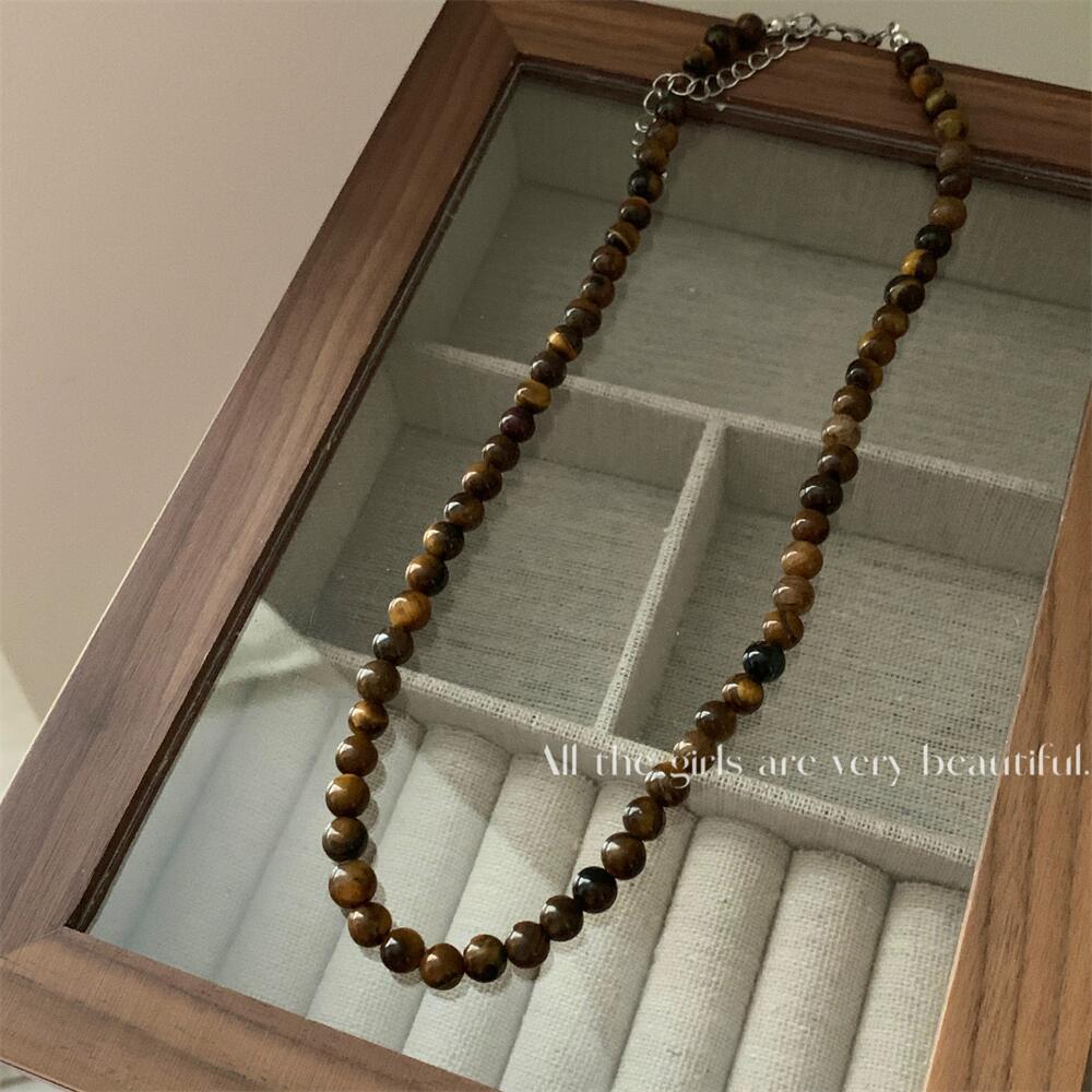 Advanced Simple Retro Handmade Beaded Twin Tigereye Necklaces