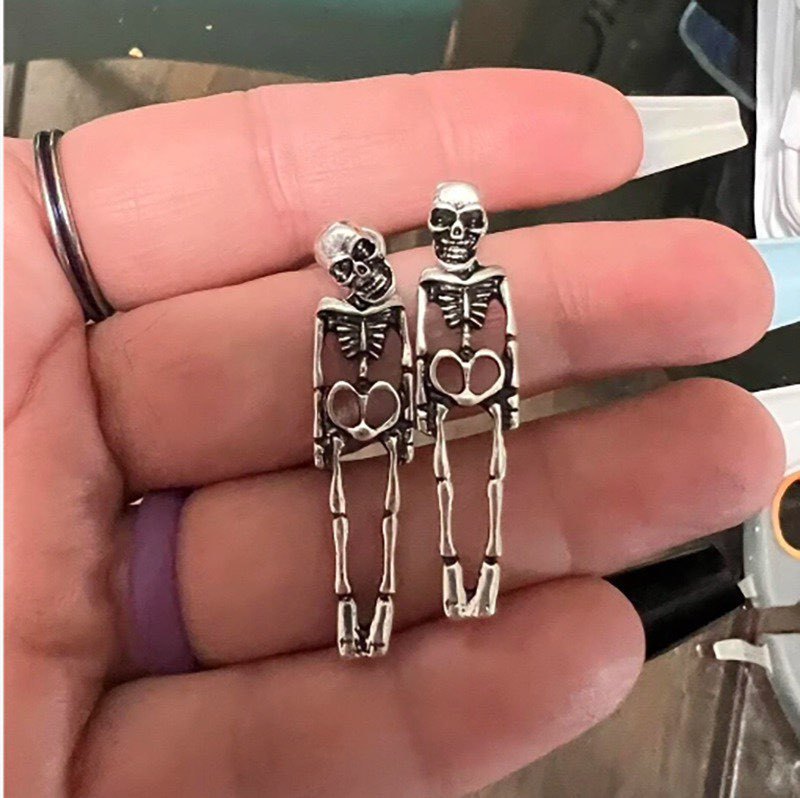 Retro Skeleton Simulation Human Detachable Ghost Earrings