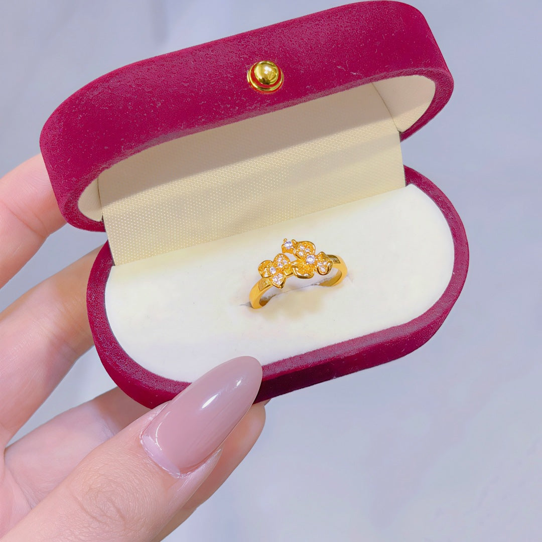 Women's Alluvial Gold Retro Affordable Luxury Design Brass Plated Fashion Ring