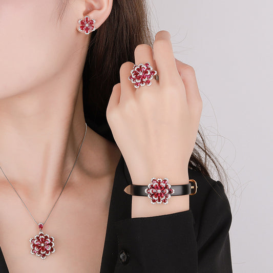 Red Corundum Preserved Fresh Flower Advanced Pendants