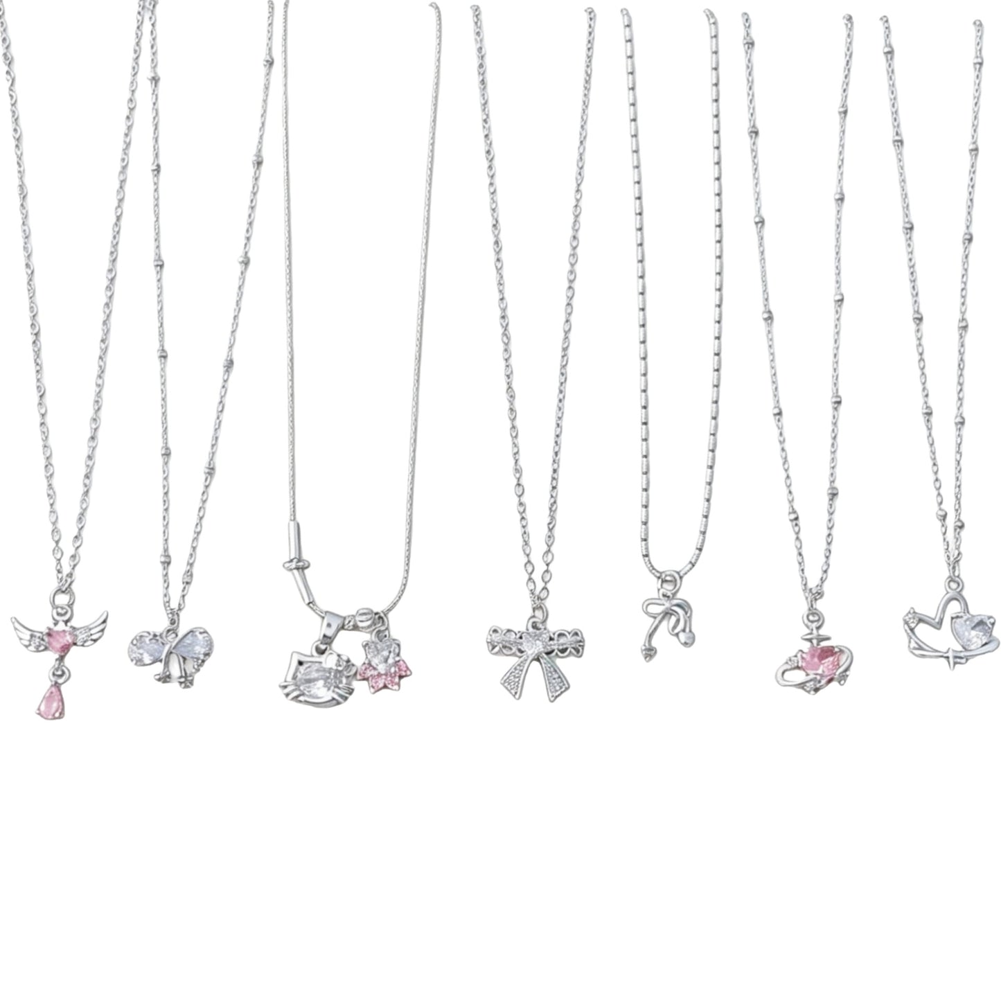 Bow Elegant Heart For Fashionable Niche Zircon Necklaces