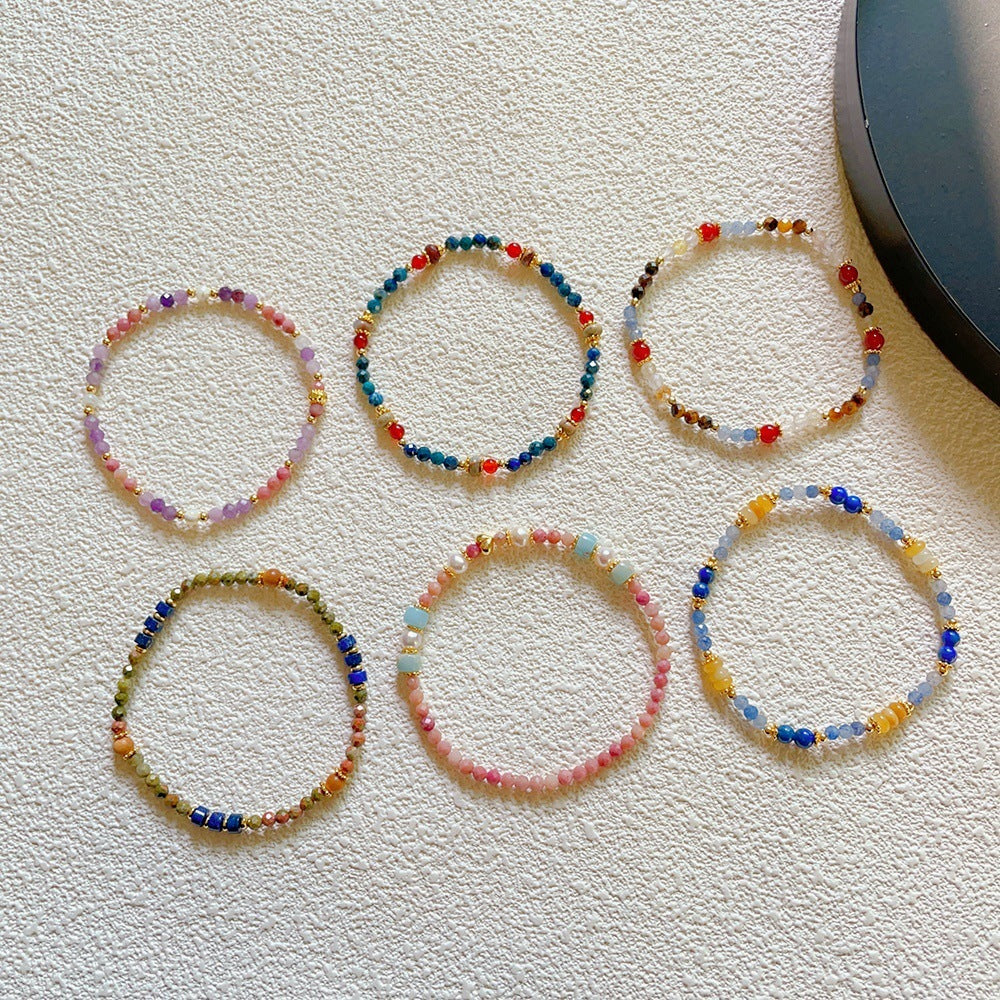 Natural Stone Crystal String Beads Style Design Dopamine Bracelet