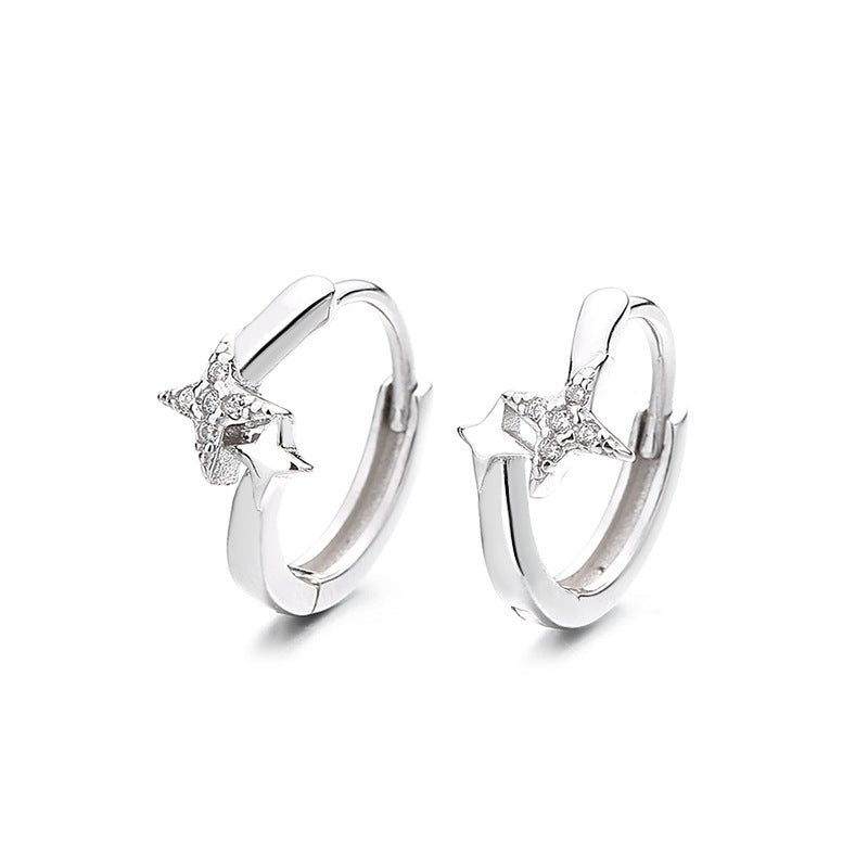 Women's Sier Asterism Fashion Ear Clip Simple Style High Earrings