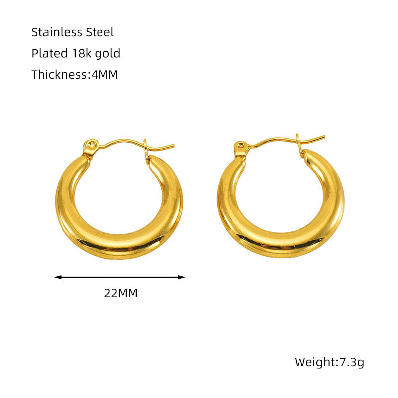 Women's Gold Stainless Steel French Glossy Hollow Fashion Earrings