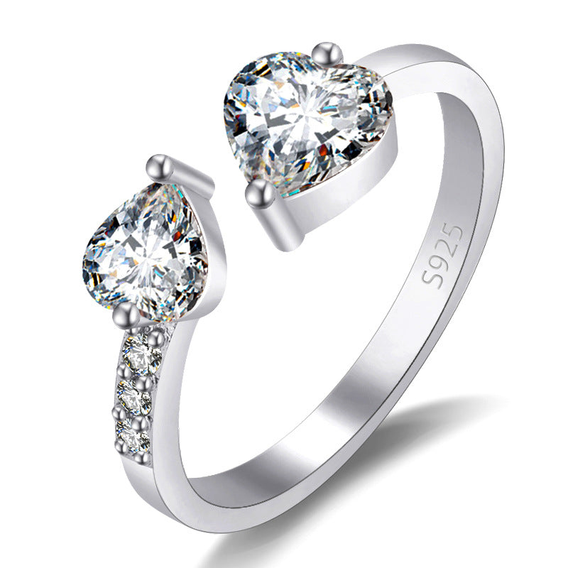 Women's Style Affordable Luxury Fashion Loose Mouth Full Diamond Open Love Ring