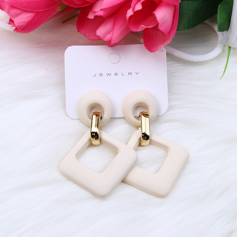 Women's Beach Colorful Fashion Rhombus Hollow Ear Acrylic Earrings