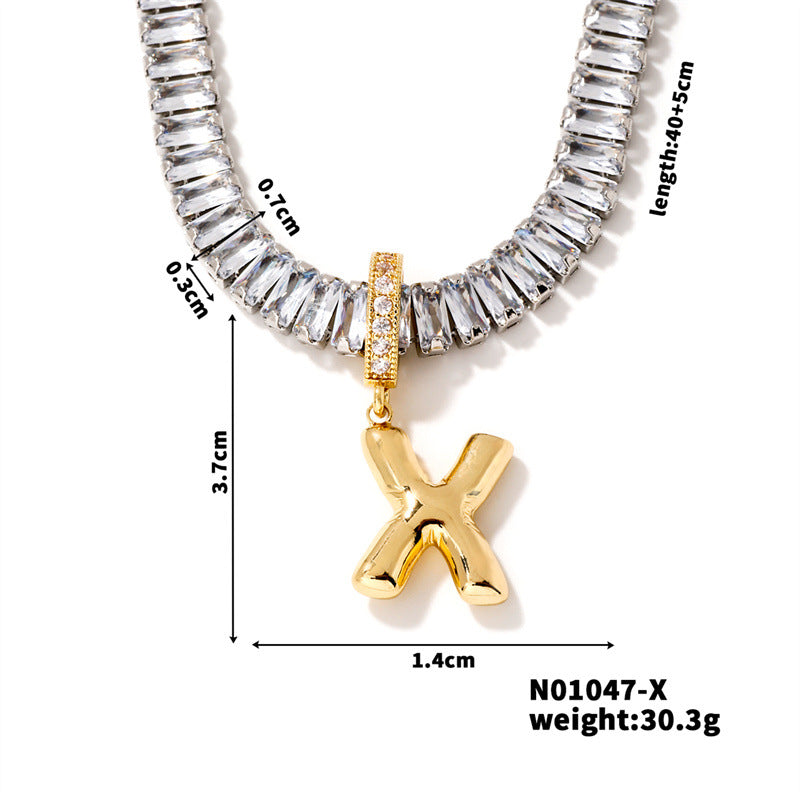 Zircon Letter English High Sense Simple Necklaces