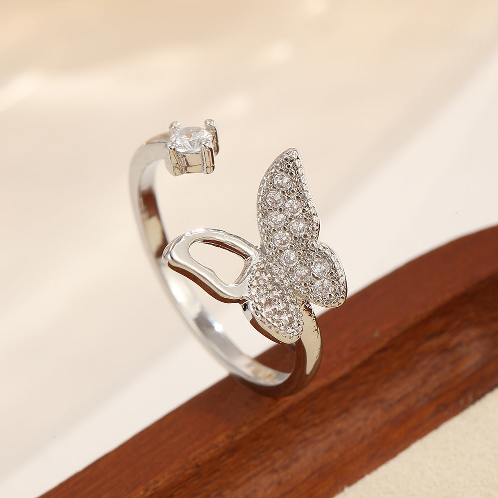 Zircon Female Light Luxury Minority High Sense Adjustable Index Finger Ring