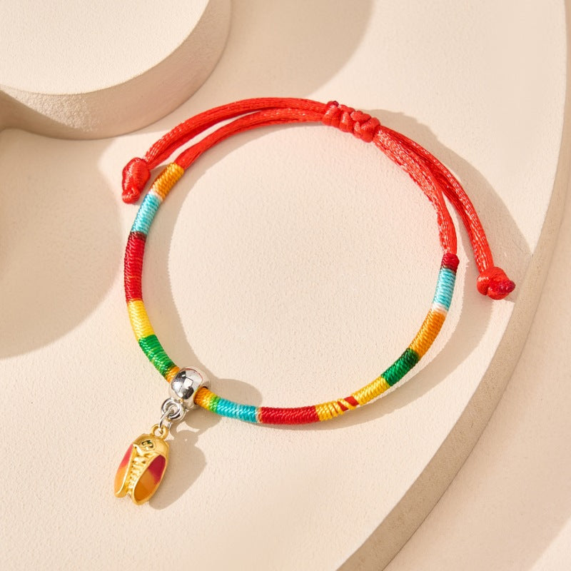 Children's Boat Festival Colorful Rope Hand-woven Alloy Bracelet