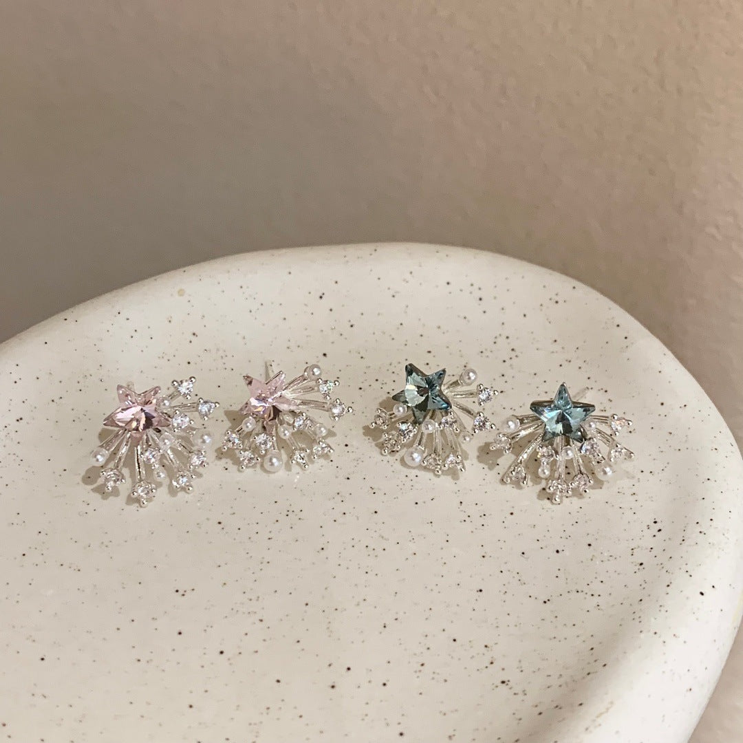 Sier Needle Exquisite Temperament Sparking Zirconium Earrings