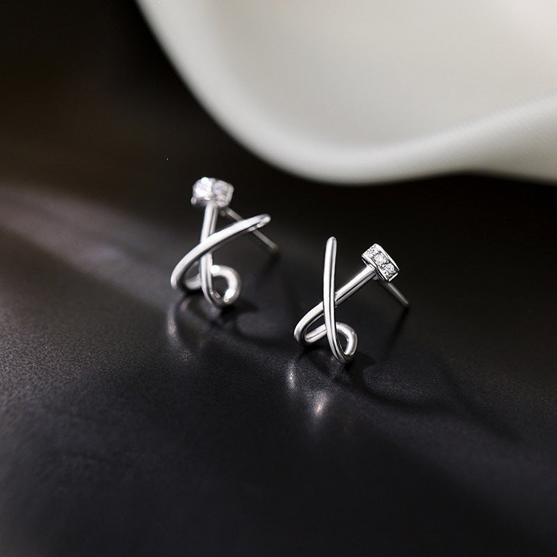 Women's Diamond For Niche Design Simple Line Earrings