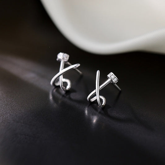 Women's Diamond For Niche Design Simple Line Earrings