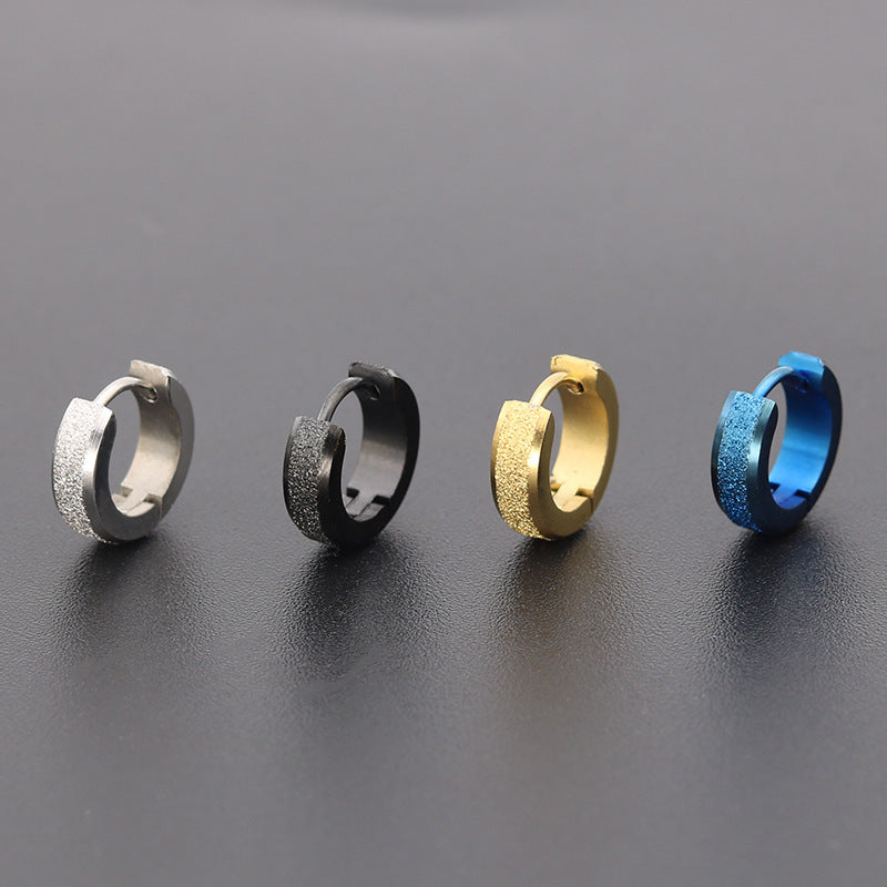 Men's Pressed Sand Bright Surface Frosted Gold Clip Circle Ear Buckle
