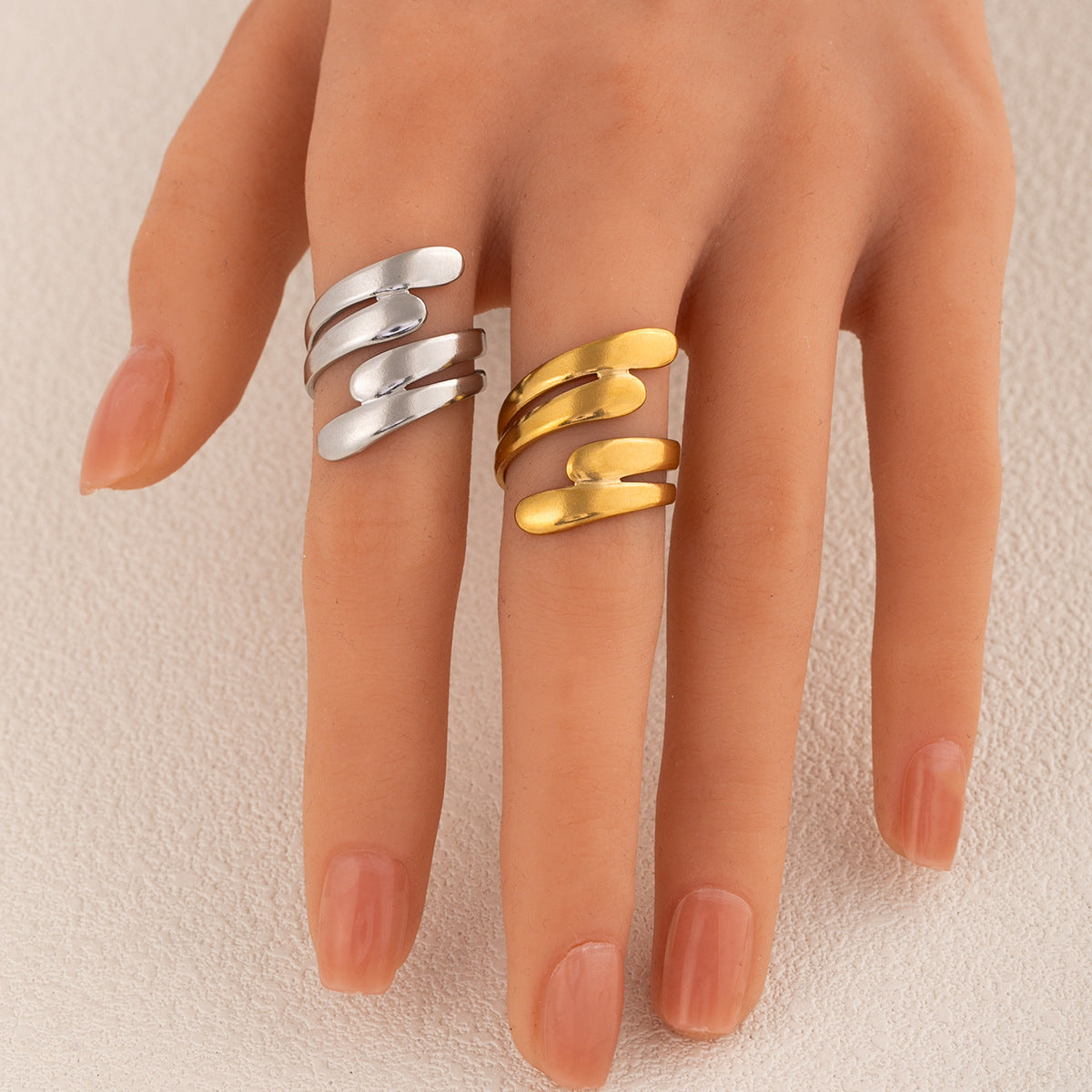 Line Stainless Steel Open Geometric Oil Ring