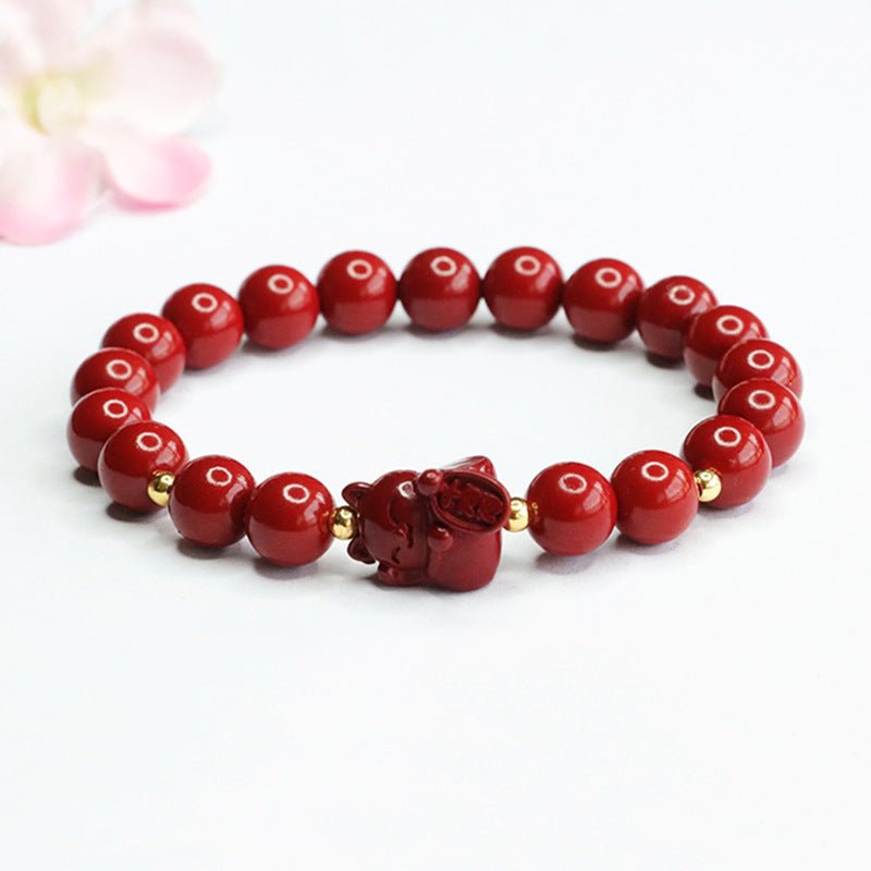 Cinnabar Purple Gold Sand Blessing Card Chalcedony Chinese Live Bracelets