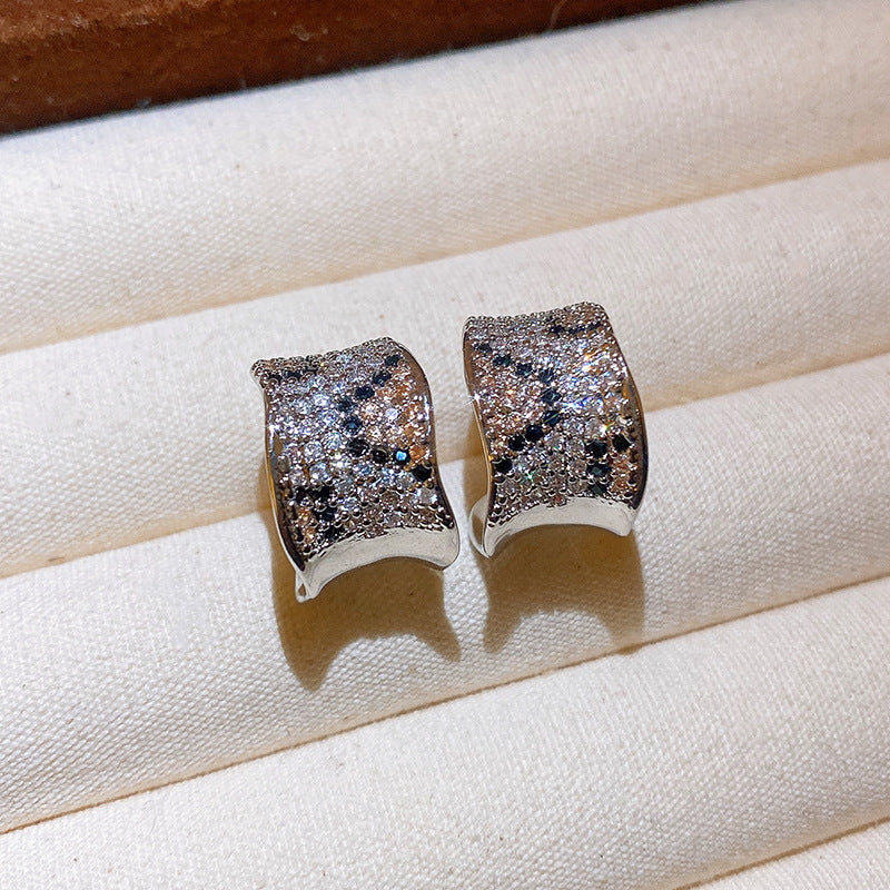 Women's Needle Inlaid Zircon Leaves Tassel Personalized Design Earrings