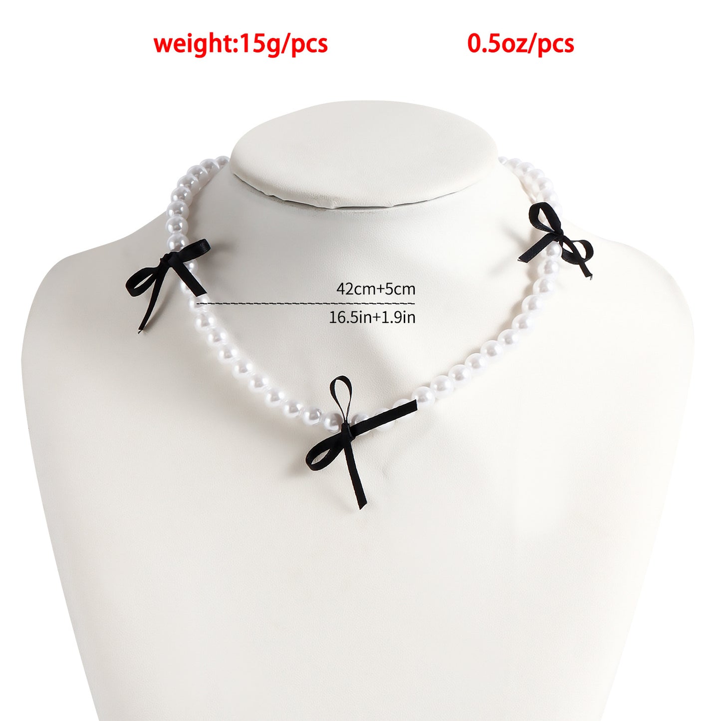 Imitation Pearl Sweet Cool Style Black Ribbon Bow Necklaces