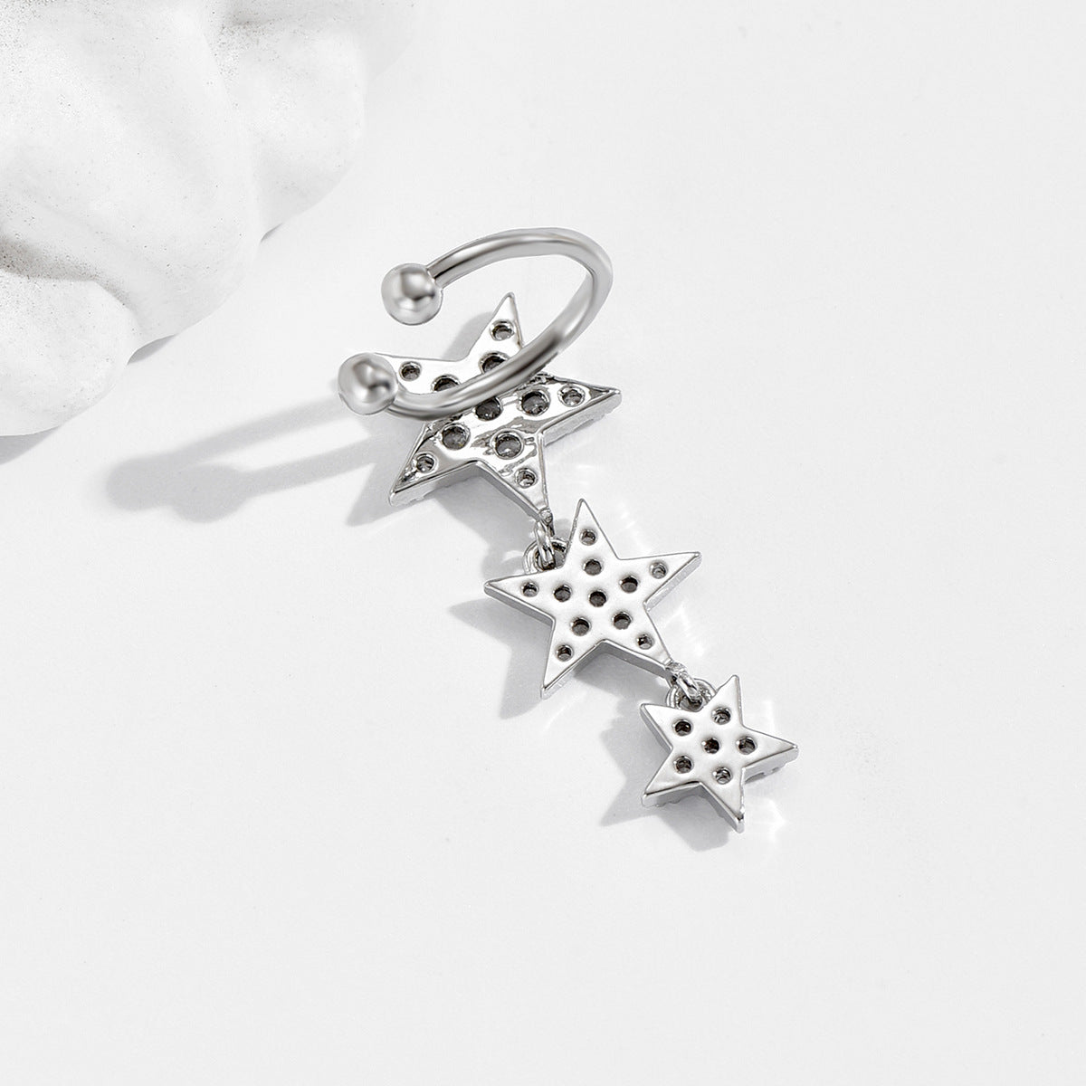 Niche High-grade Star Ear Clip Micro Inlaid Zircon Light Luxury Earrings