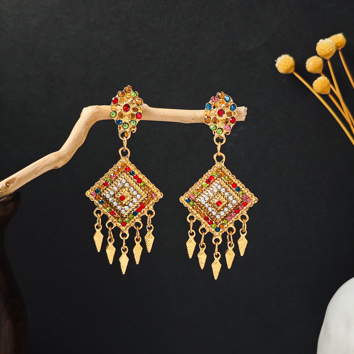 Long Water Drop Tassel Tourist Attractions Diamond Ears Earrings