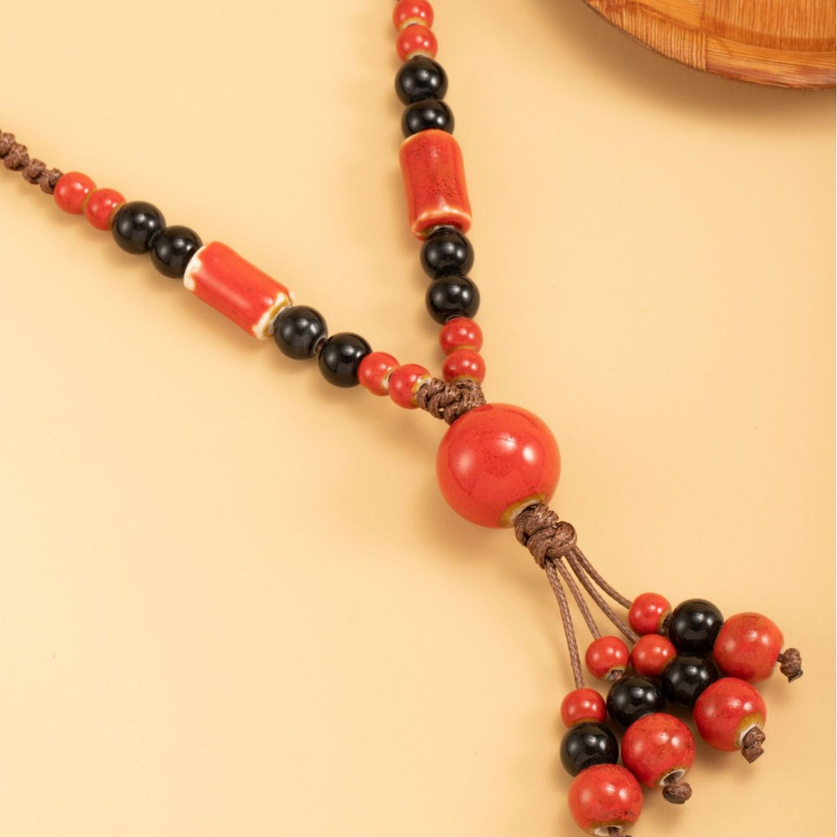 Women's Style Ceramic Bohemian Tassel Sweater Chain Necklace