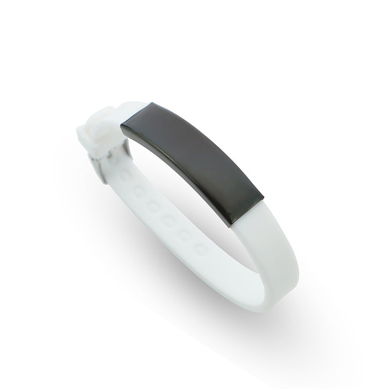 Soft Silicone Wristband Fashion Simple Couple Can Carve Writing Stainless Bracelet