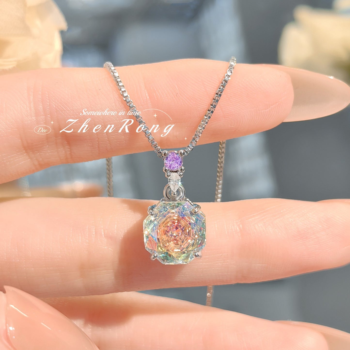Women's Colorful Inlaid High Carbon Diamond Chinese Jewelry Set