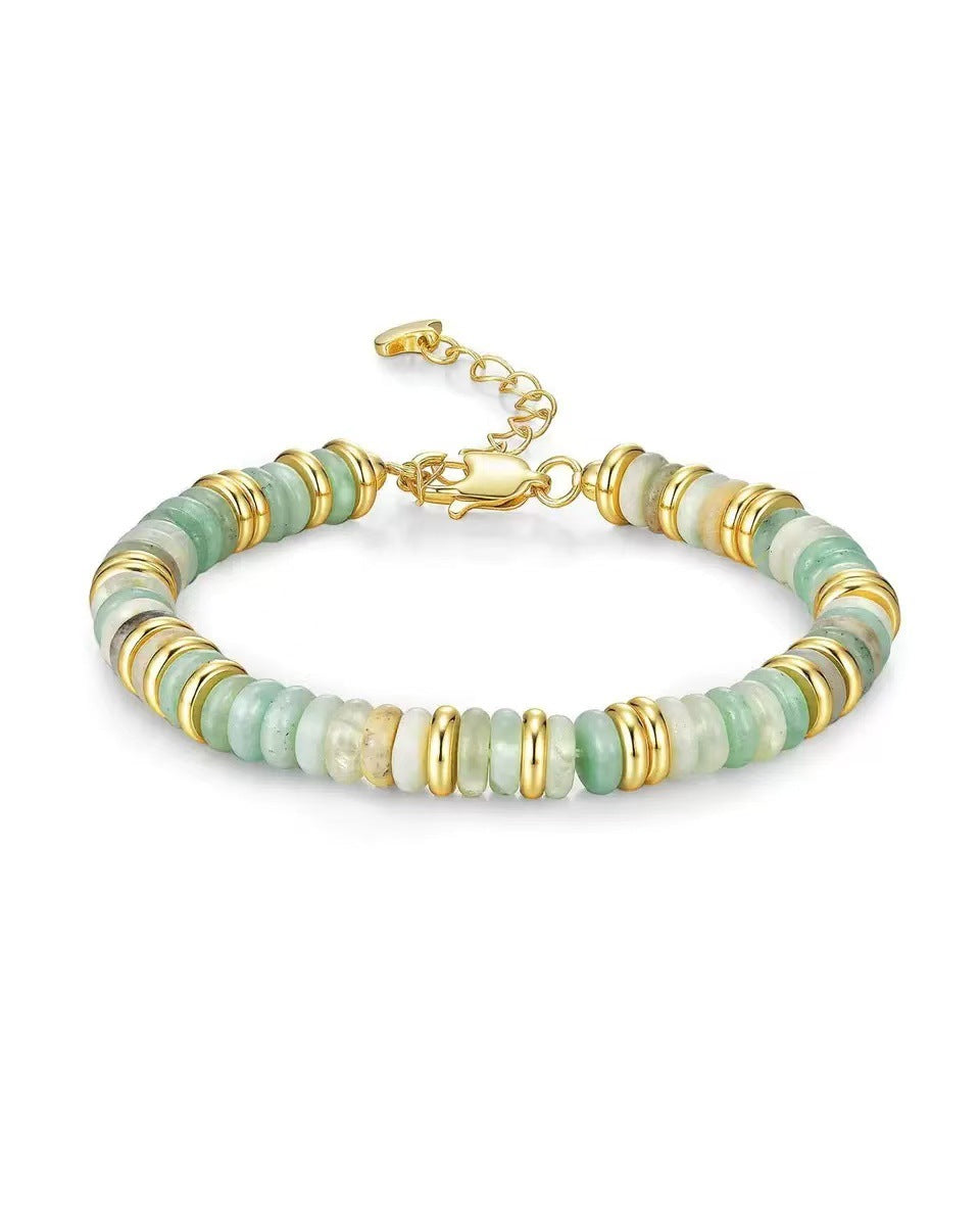 Women's Bohemian Style Colorful Natural Stone Beaded Frisbee Advanced Light Bracelet