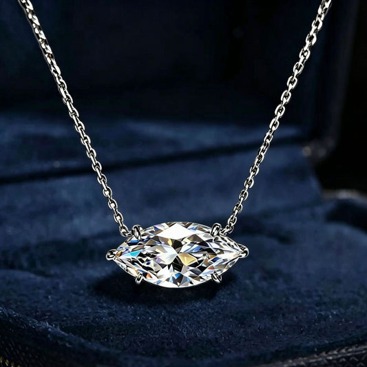 Women's Eye Diamond Sterling Sier For 2 Karat Horizontal Push-pull Adjustable Necklaces