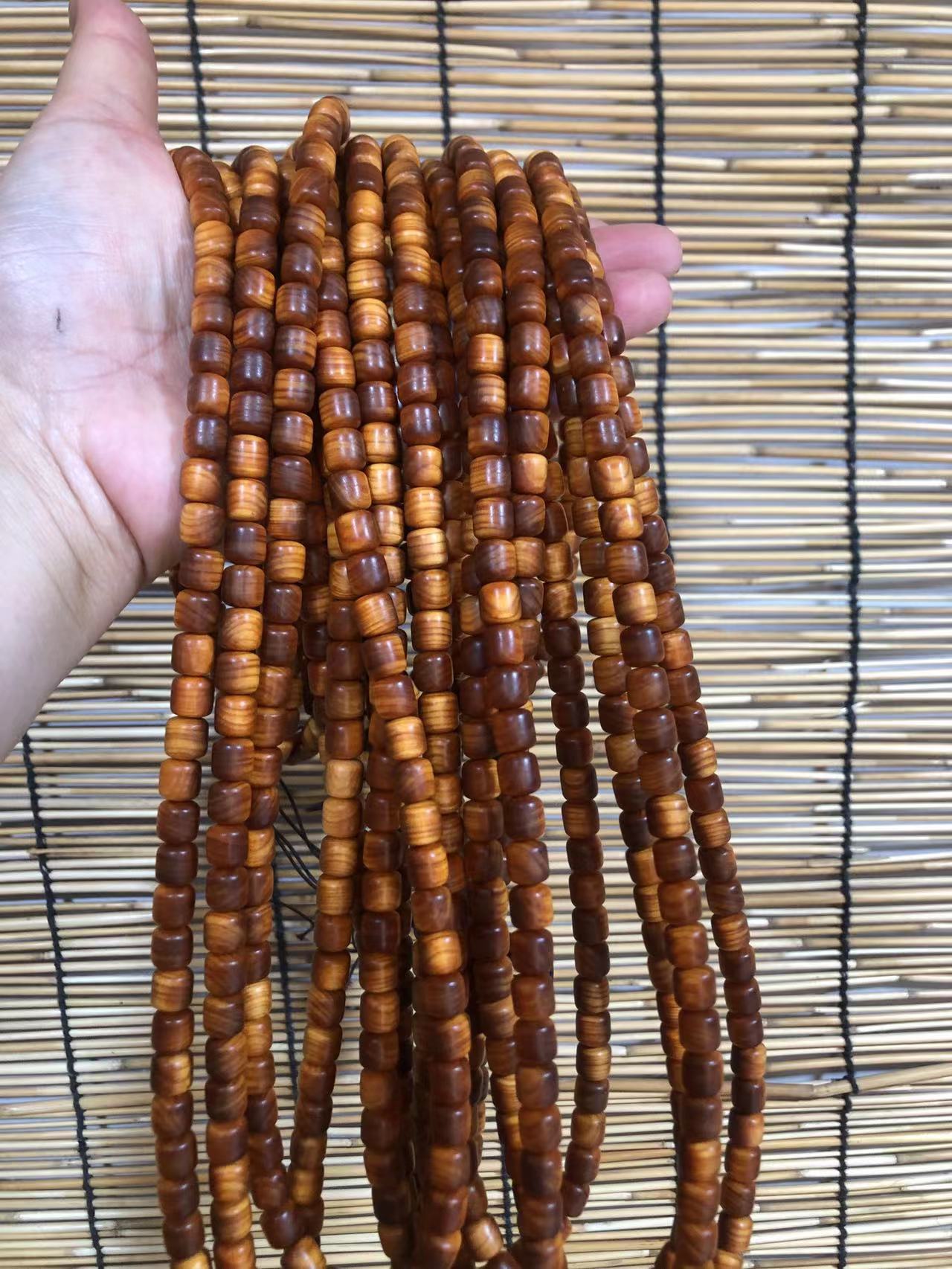 Black Oil High Density Wooden Prayer Beads Gentiana Pattern Bracelet