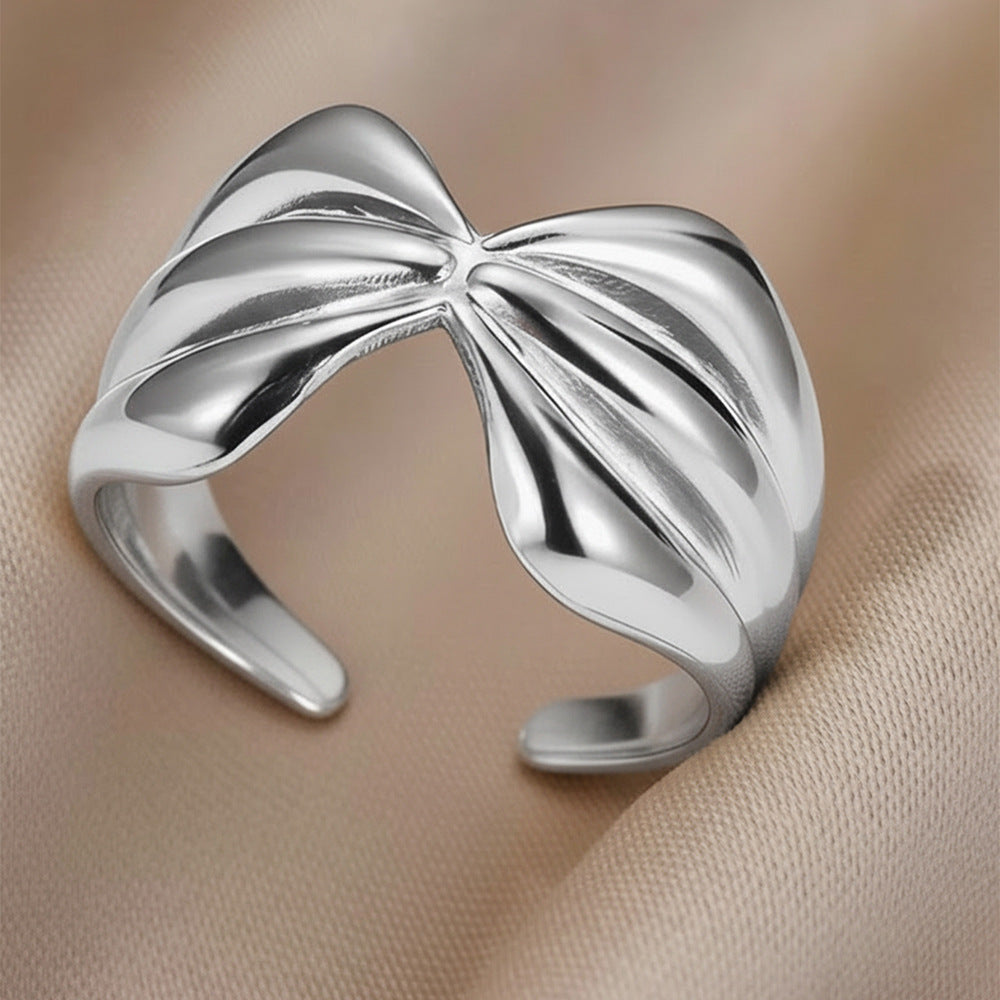 Women's & Men's Vintage Oil Pressure Stainless Steel Open Ring
