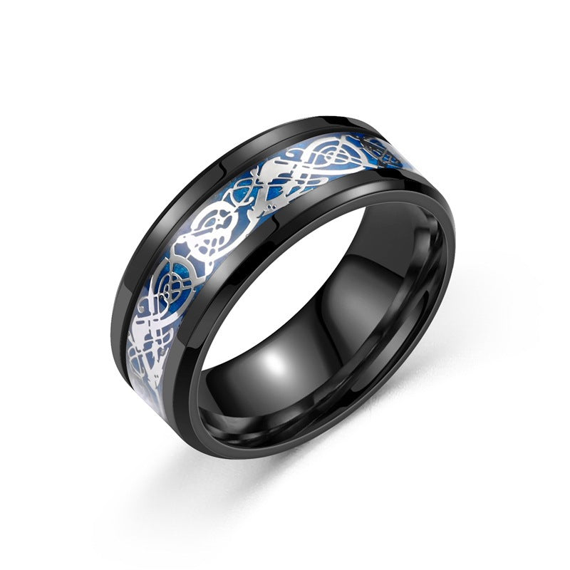 Men's Ornament Titanium Steel Stainless Dragon Pattern Rings