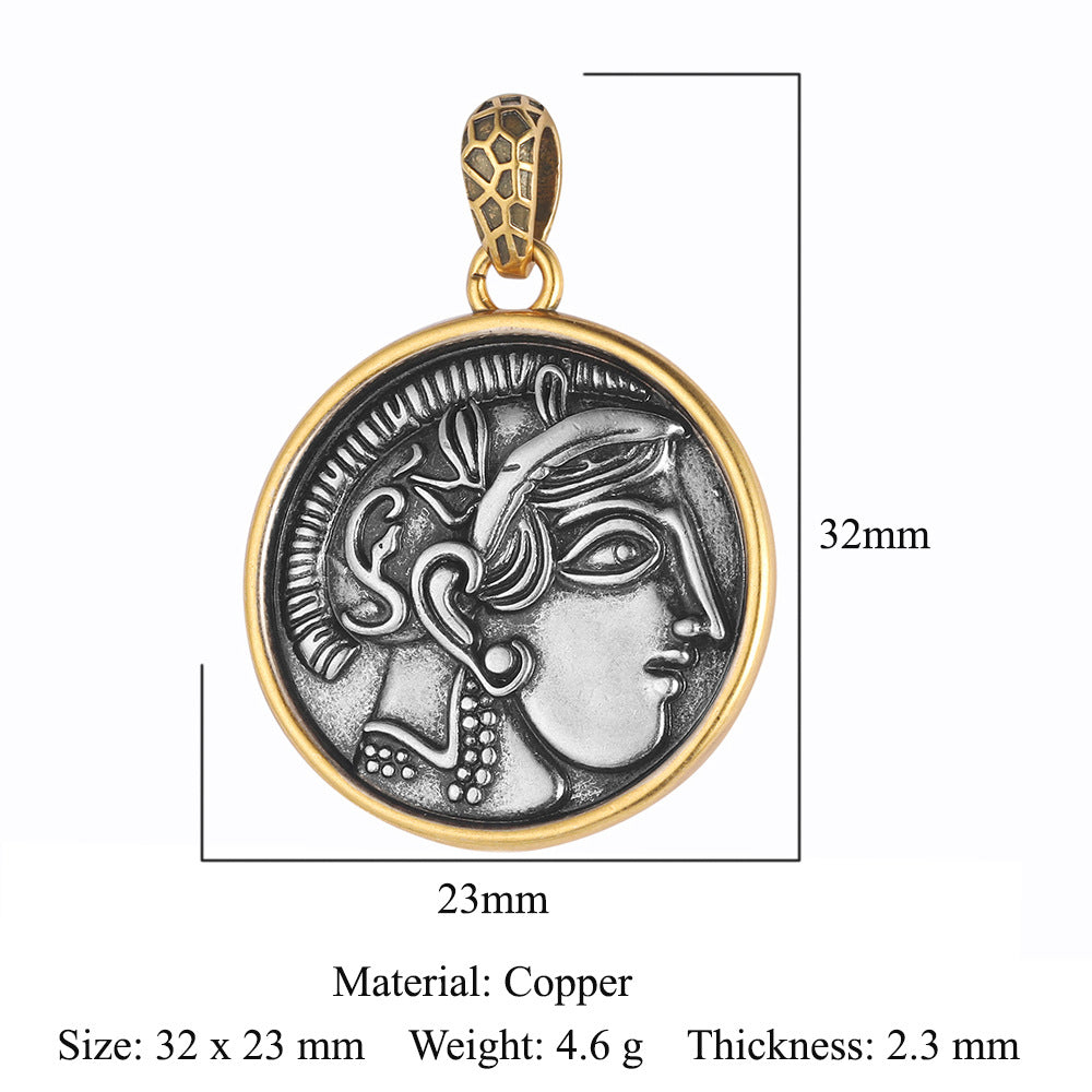 Style Vintage Ancient Sier Coin Copper Zircon Pendants