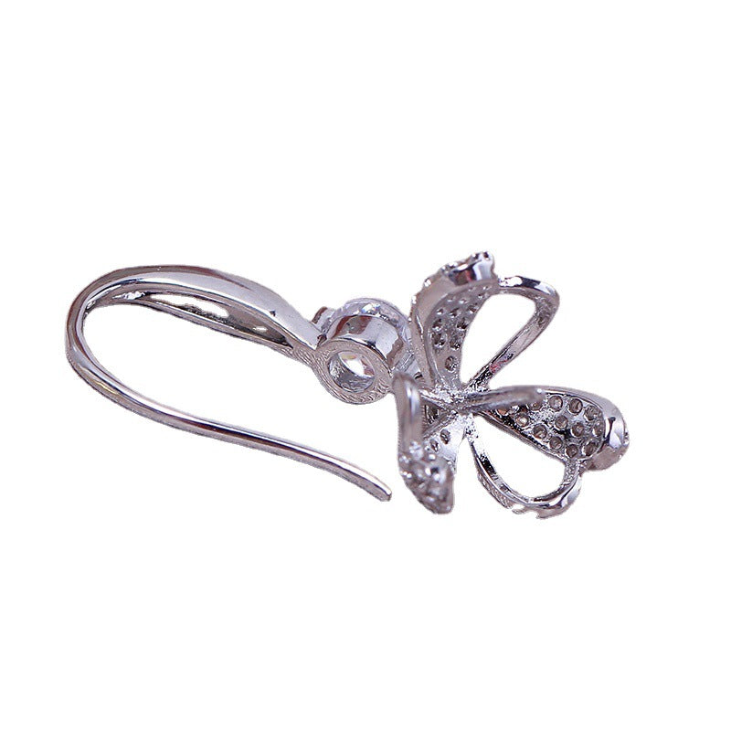Women's Domestic Gold Flower Zircon Pearl Ear Stud Earrings