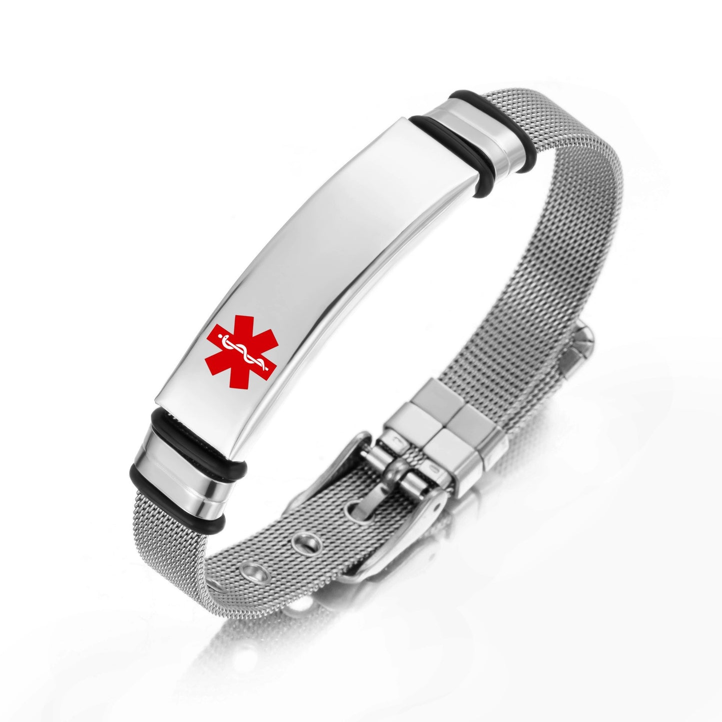 Glossy Can Carve Writing Stainless Couple Inscribed Medical Mark Bracelet