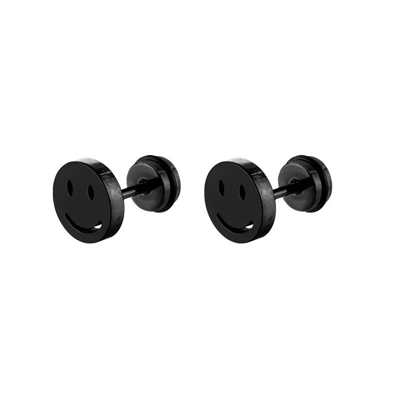 Korean Style Stainless Steel Bone Simple Round Smiley Face Personality Ear Buckle
