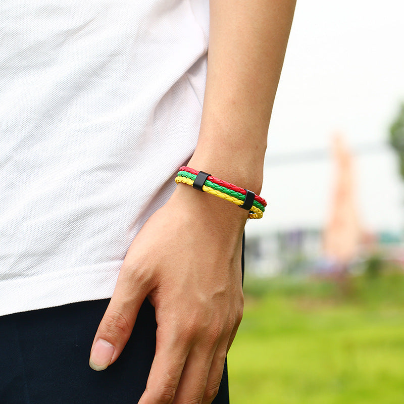 Simple National Flag Commemorative Edition Fans Wrist Woven Bracelets