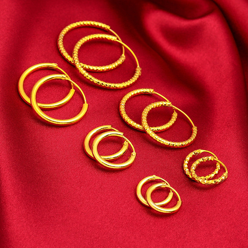 Women's Vietnam Placer Gold Vacuum Electroplating Craft Female Glossy Earrings