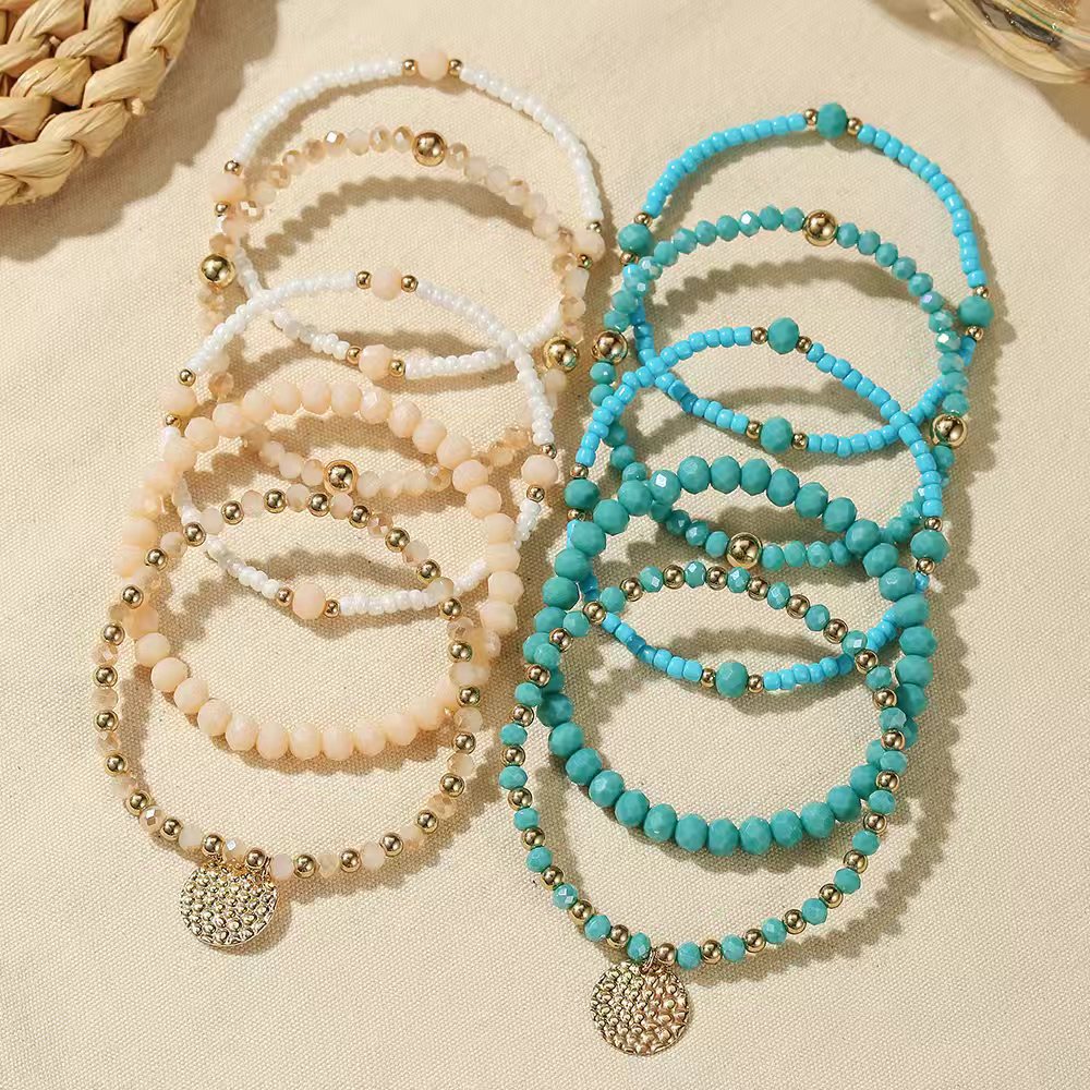 Trendy Women's Bohemian Turquoise Acrylic Twin Bracelet