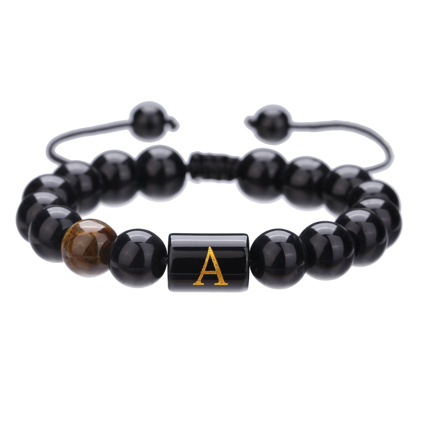 Live Streaming Black Agate Beads Male Letter Bracelets