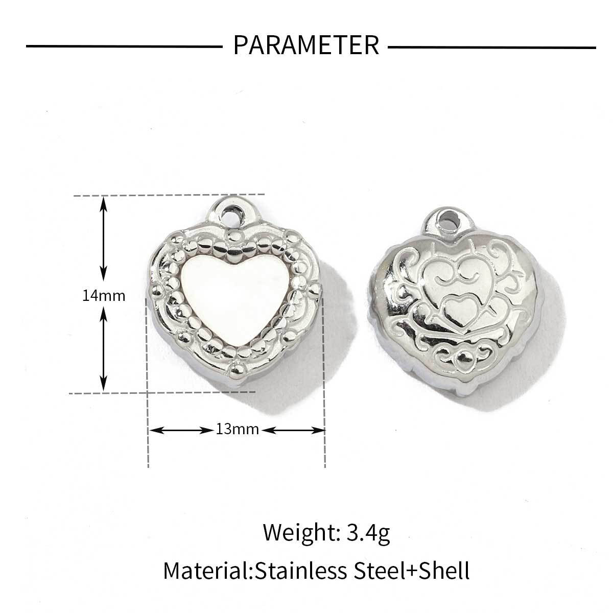 Stars Heart Natural Shell Stainless Steel Pendants