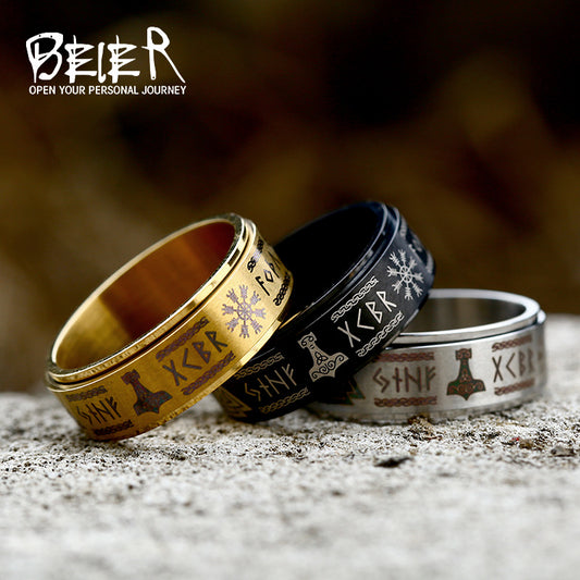 Men's Retro Stainless Steel Rotatable Fashion Simple Ring