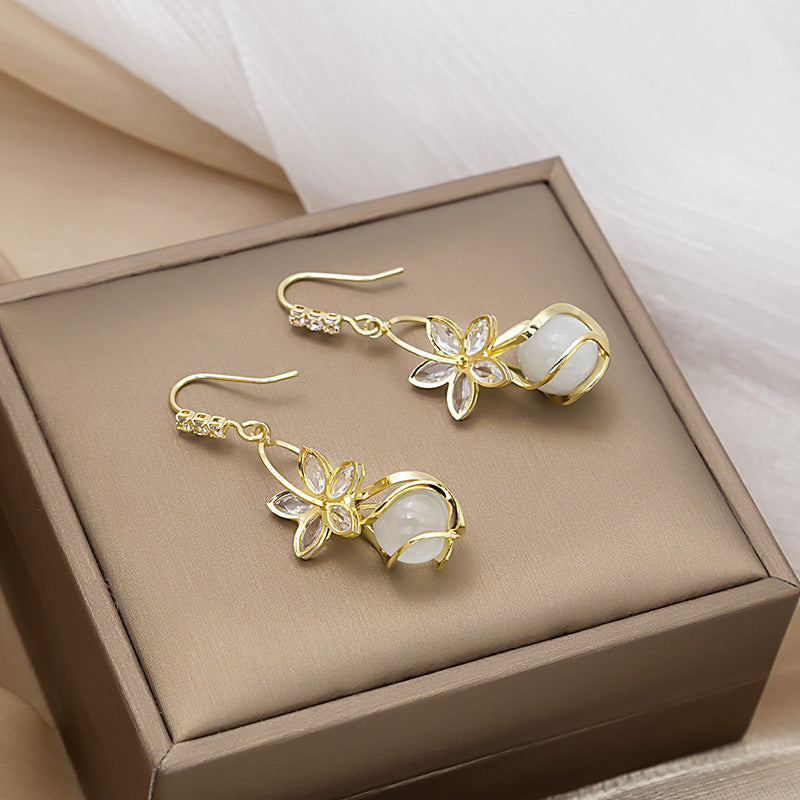 Opal Graceful Geometric Diamond Water Drop Earrings