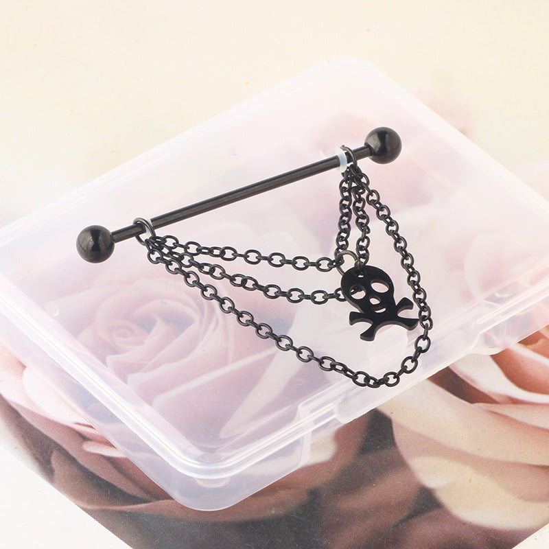 Zircon Barbell Fine Inlaid Dangle Industrial Piercing Double Rings