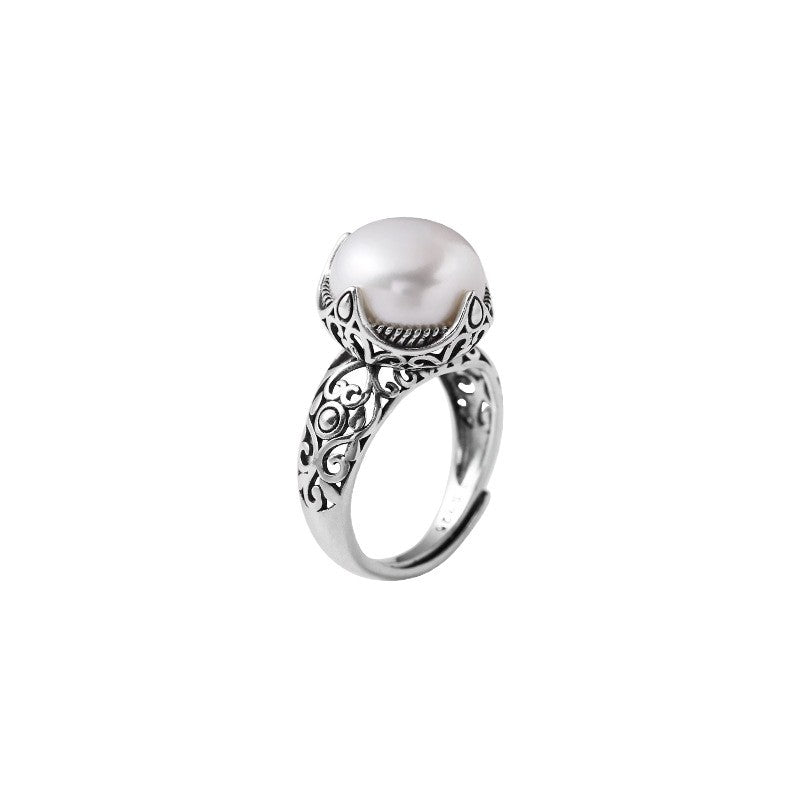Imitation Pearl Female Special Interest Light Luxury Switchable Index Finger Ring