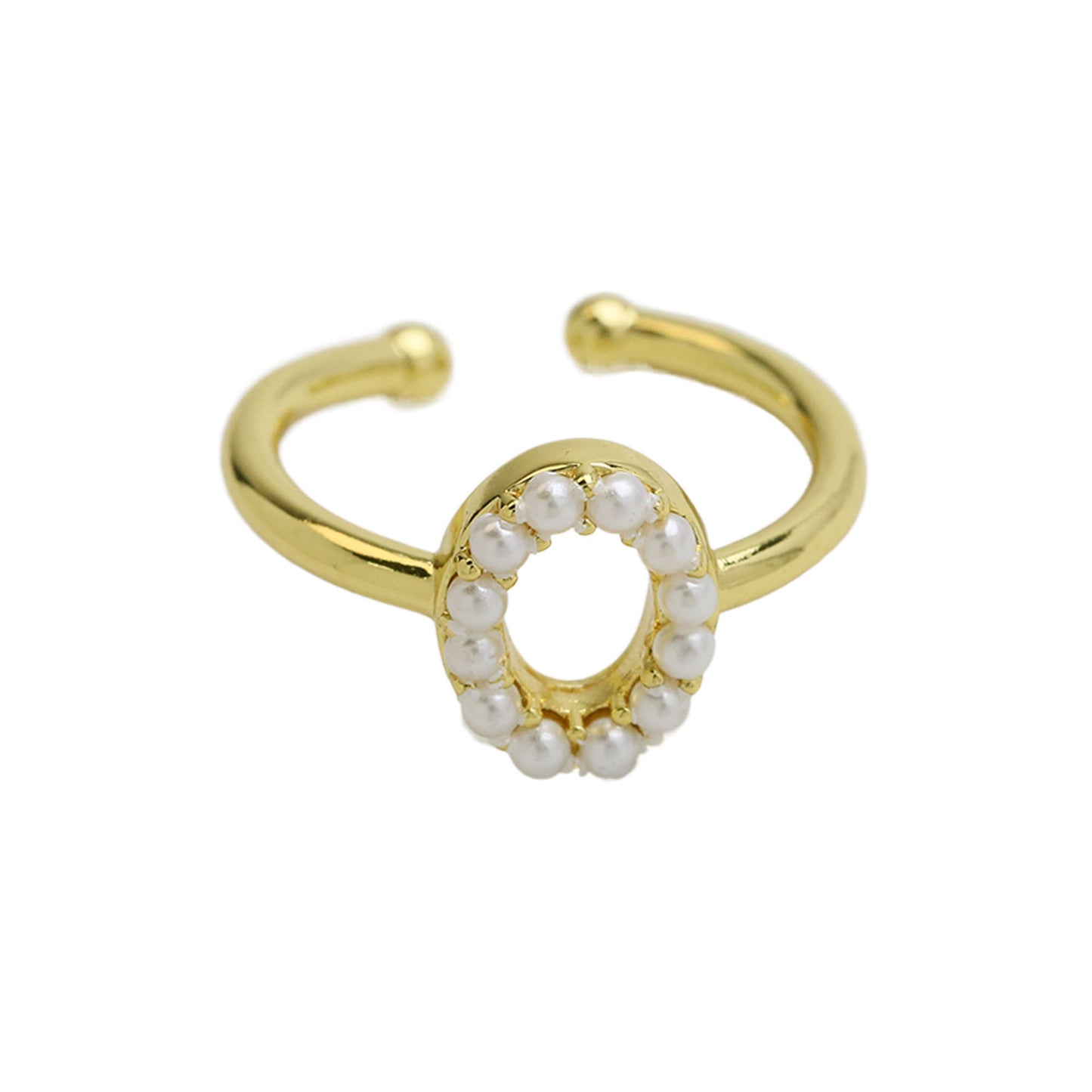 Women's Xi Brass Pearl English Letters Open Rings