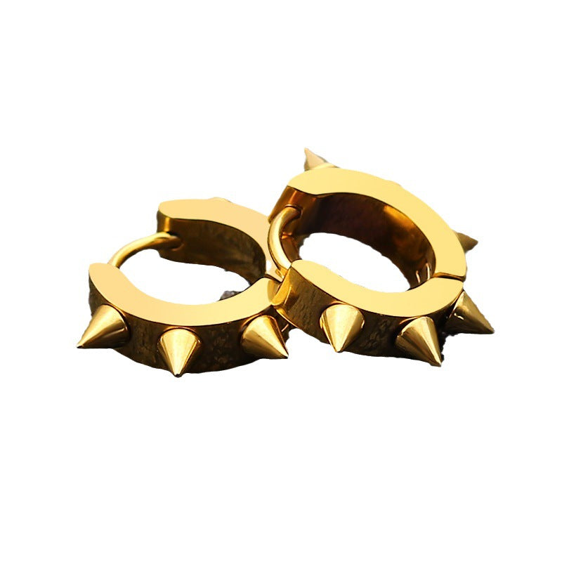 Women's & Men's Fashion Punk Rivet Sharp Cone Titanium Steel Clip Stainless Piercing Ear Buckle