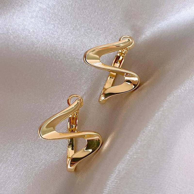 Women's Geometric Metal Sier Pin Golden Niche Design High Earrings
