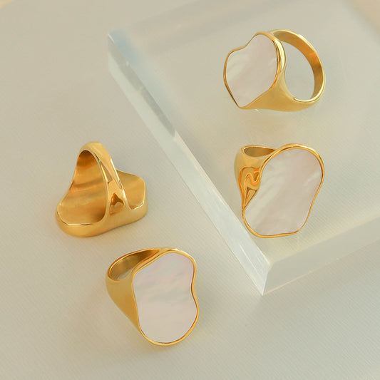 Handmade Unique Shaped White Sea Shell Rings